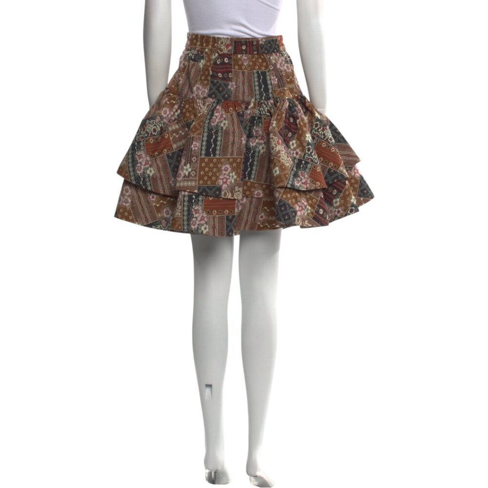 Selkie 'The Beverly Hills' Floral Patchwork Ruffle Skirt Women's 5X -Brown NWT - Picture 3 of 7